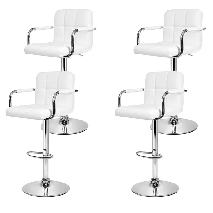 Artiss 4x Bar Stools Leather Gas Lift w/Armrest White