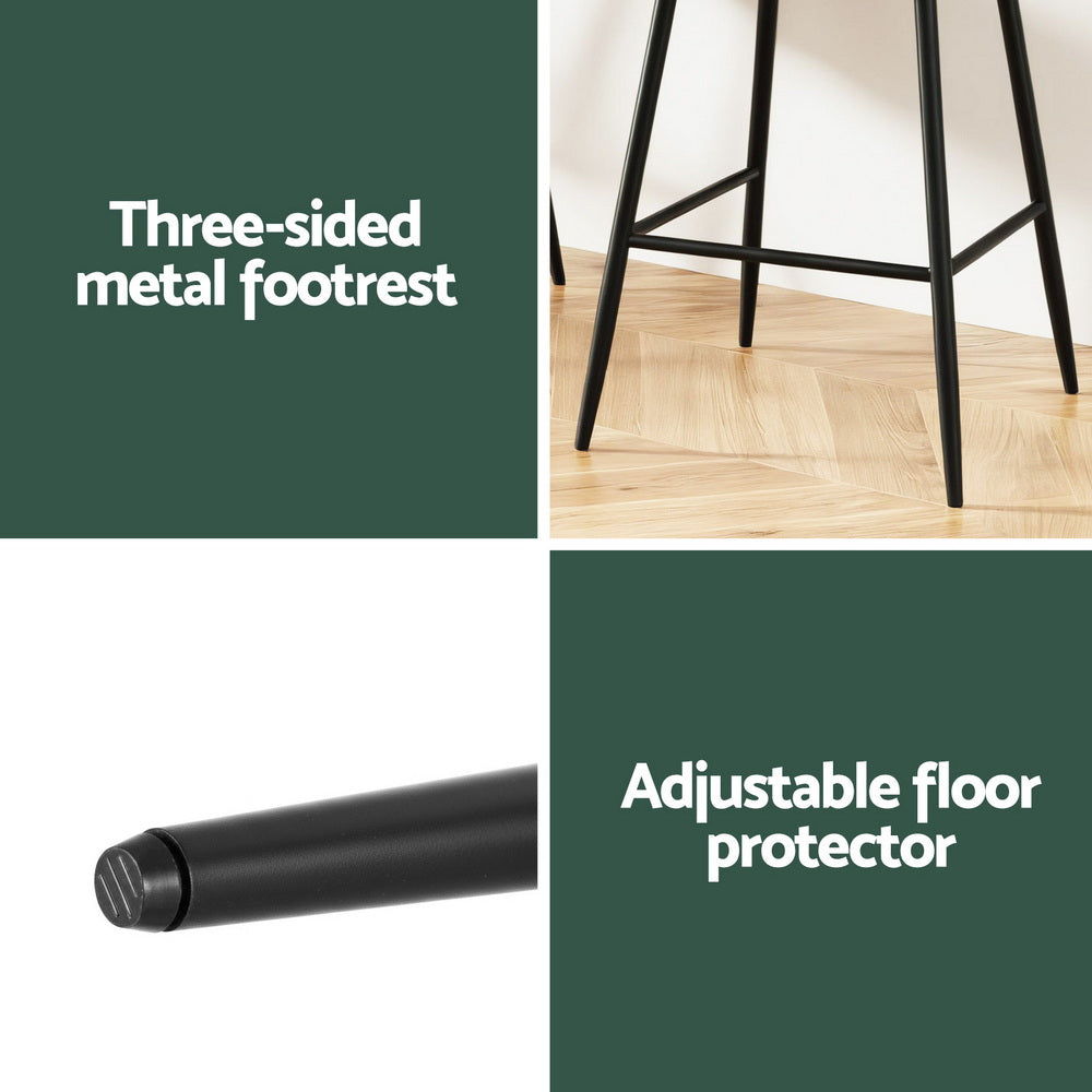 Korra 4x Bar Stools Kitchen Dining Chair Counter Stool Tub Velvet Metal Green