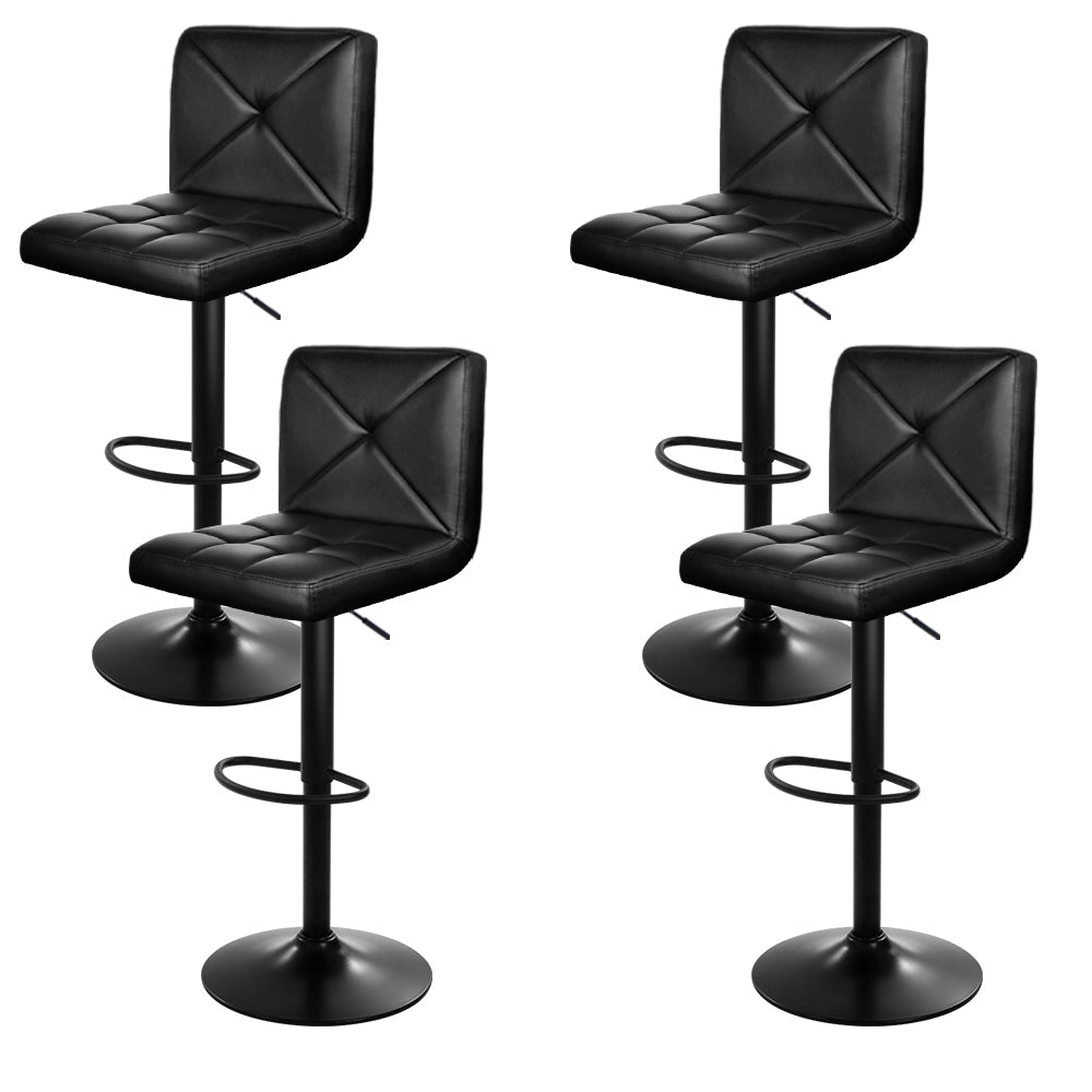 Artiss 4x Bar Stools Gas Lift Leather Chair Black
