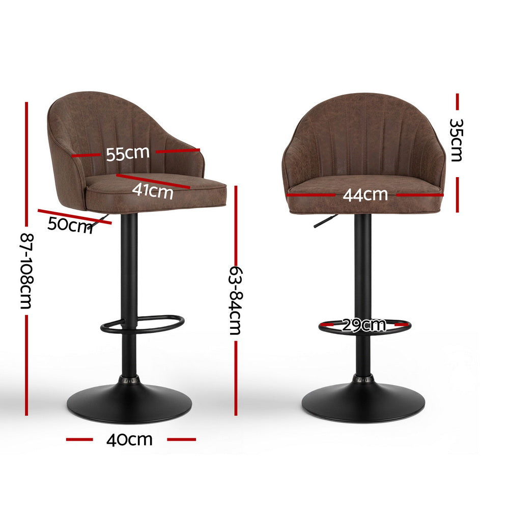 Artiss 4x Bar Stools Kitchen Swivel Gas Lift Counter Chair Shell Leather Brown