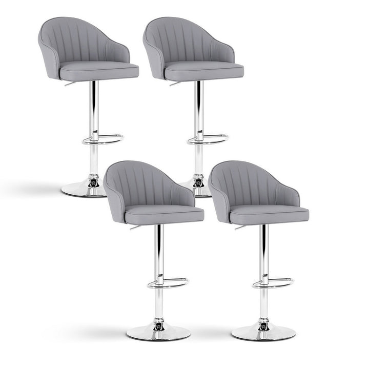 4x Bar Stools Kitchen Swivel - Shell Leather Grey