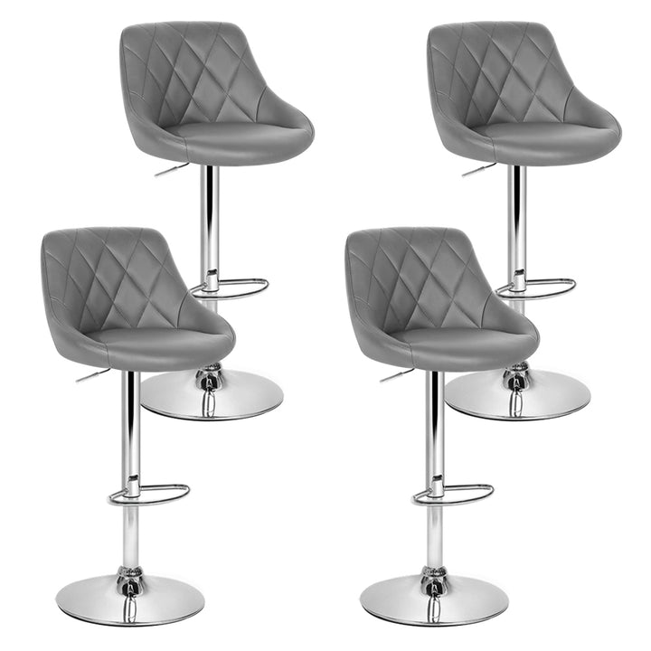 Korra 4x Bar Stools Leather Padded Gas Lift Grey