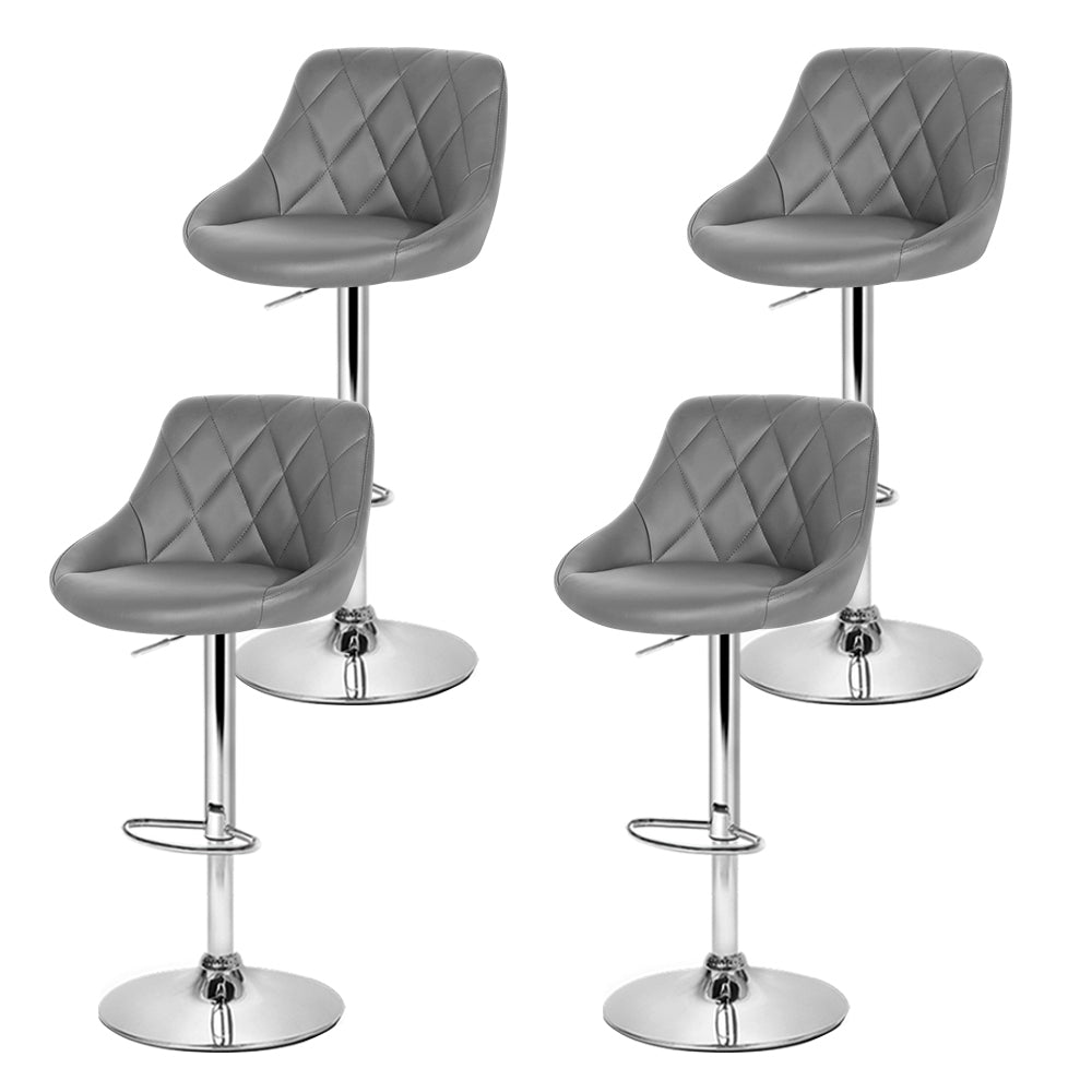 Korra 4x Bar Stools Leather Padded Gas Lift Grey