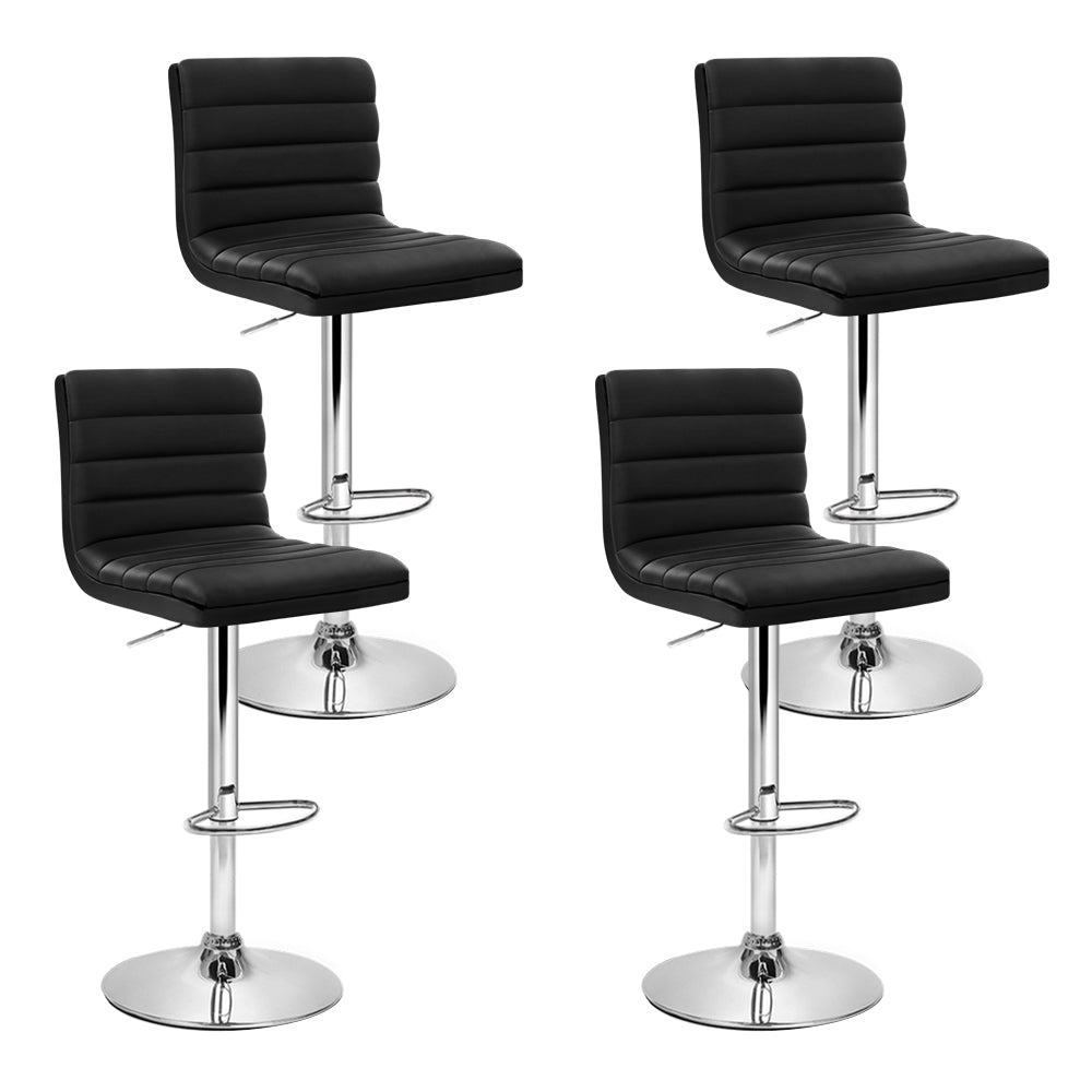 Korra 4x Bar Stools Padded Leather Gas Lift Black