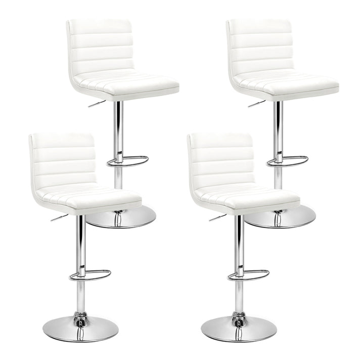 Korra 4x Bar Stools Padded Leather Gas Lift White