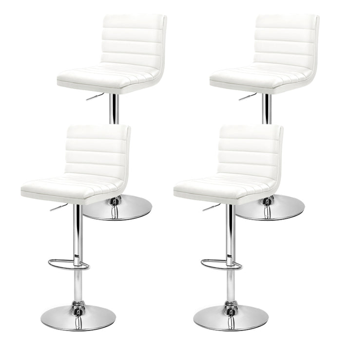 Korra 4x Bar Stools Padded Leather Gas Lift White