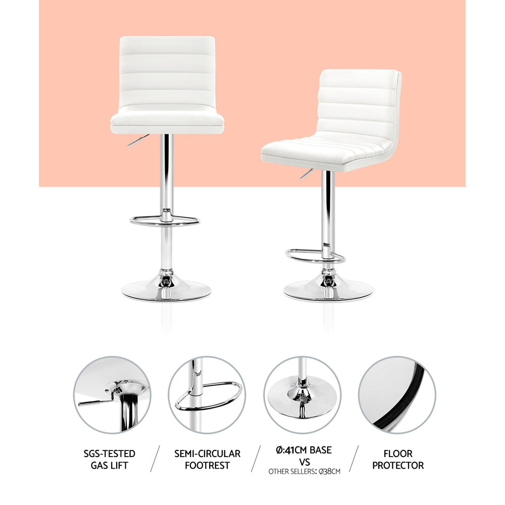 Korra 4x Bar Stools Padded Leather Gas Lift White