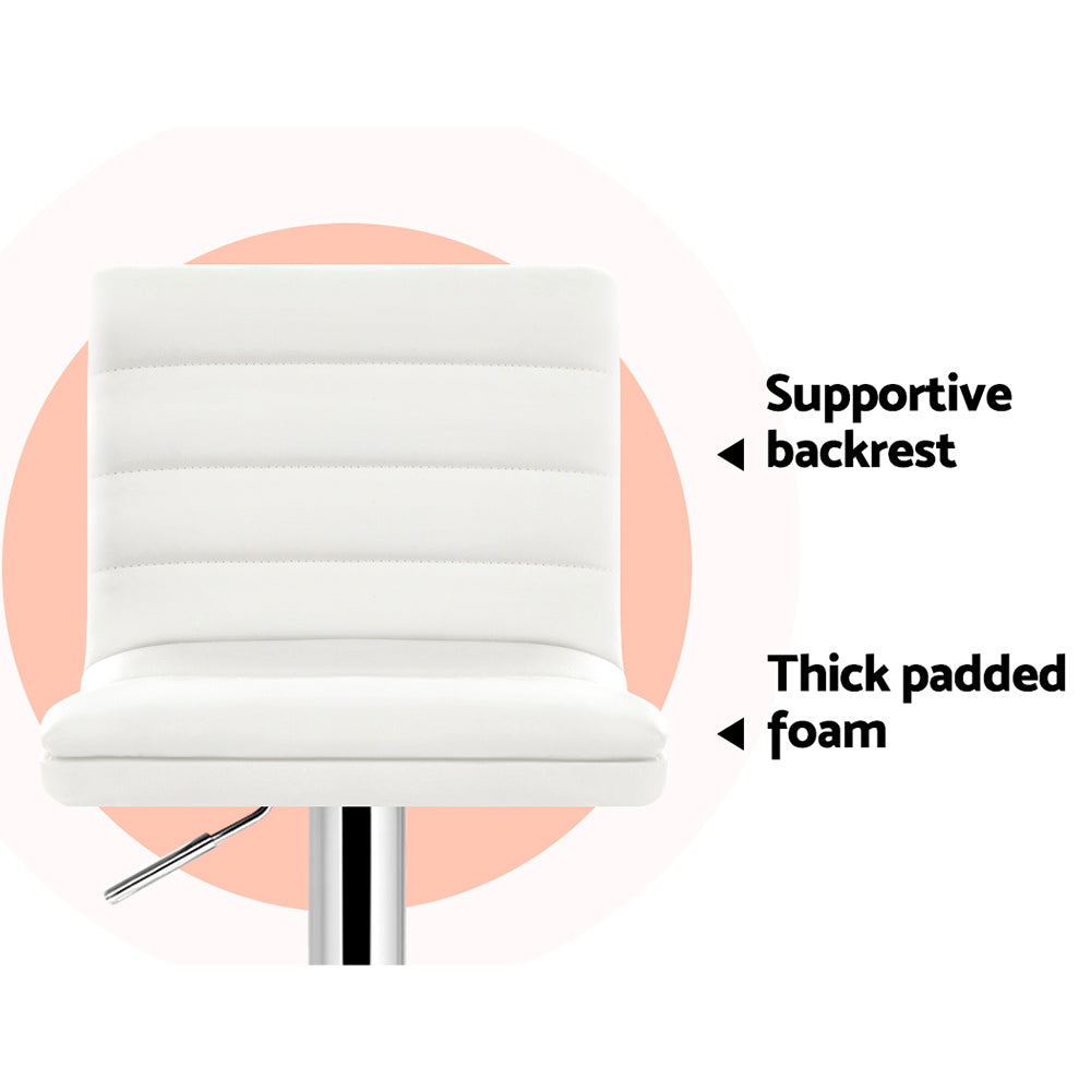 Korra 4x Bar Stools Padded Leather Gas Lift White