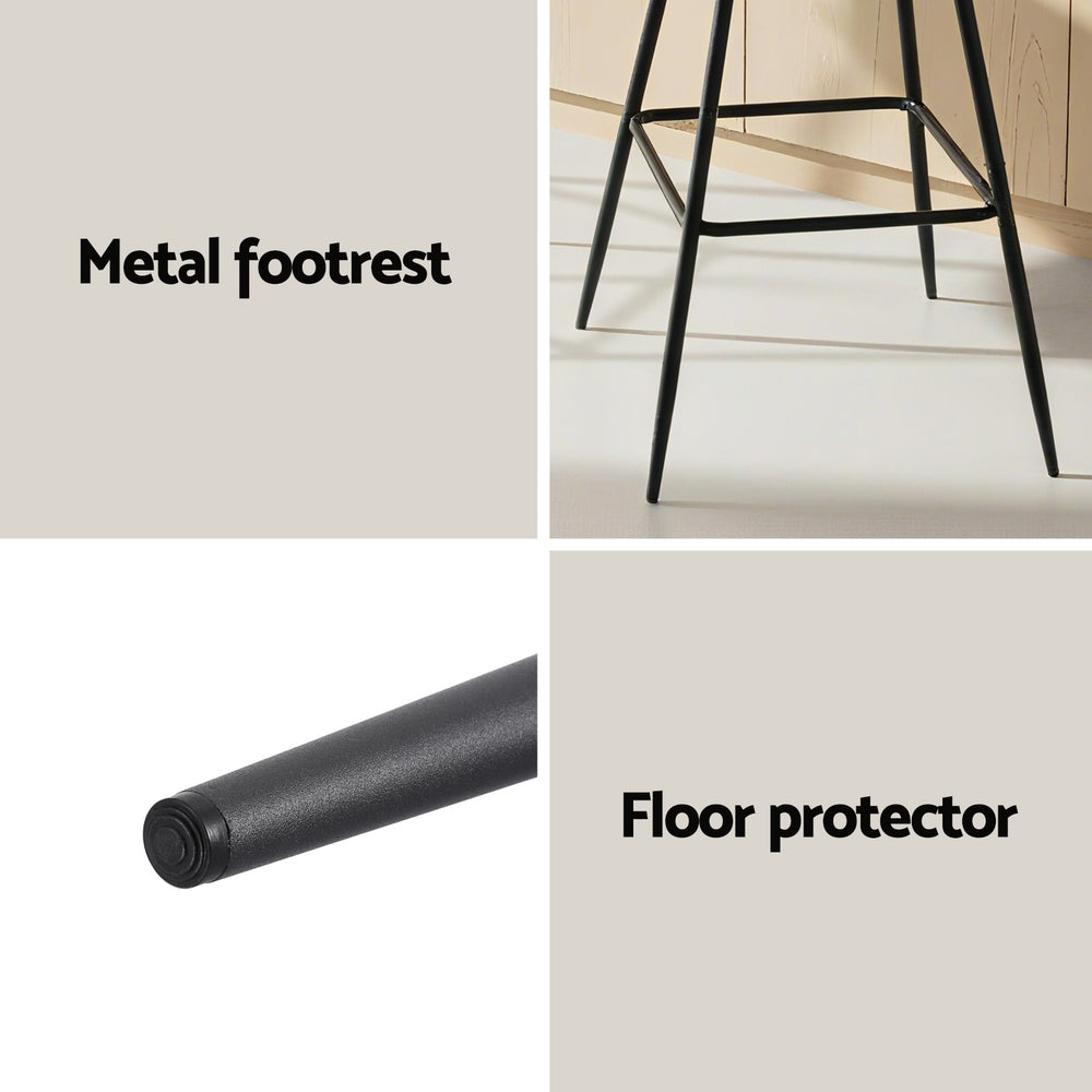 Korra 4x Bar Stools Kitchen Dining Chair Counter Stool Diamond PU Leather Black