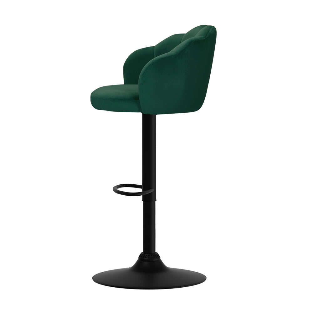 Korra 2x Bar Stools Gas Lift Velvet Green