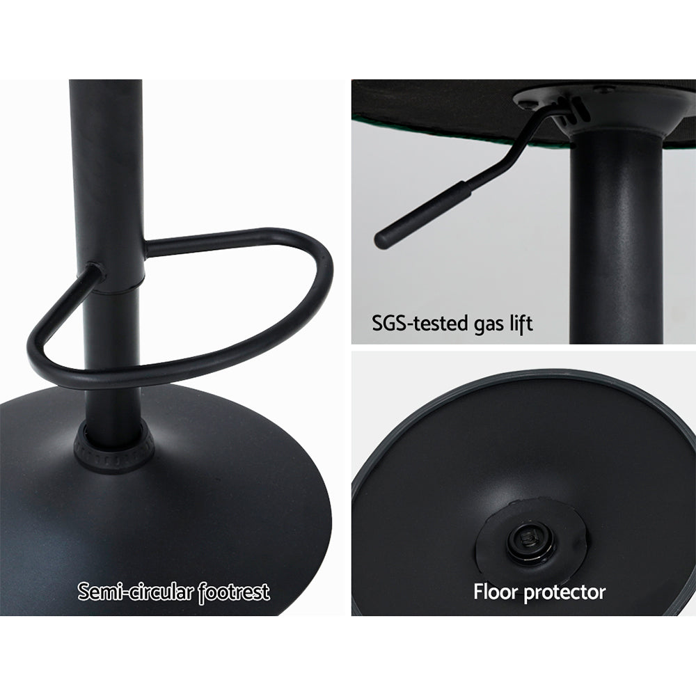 Korra 2x Bar Stools Gas Lift Velvet Green