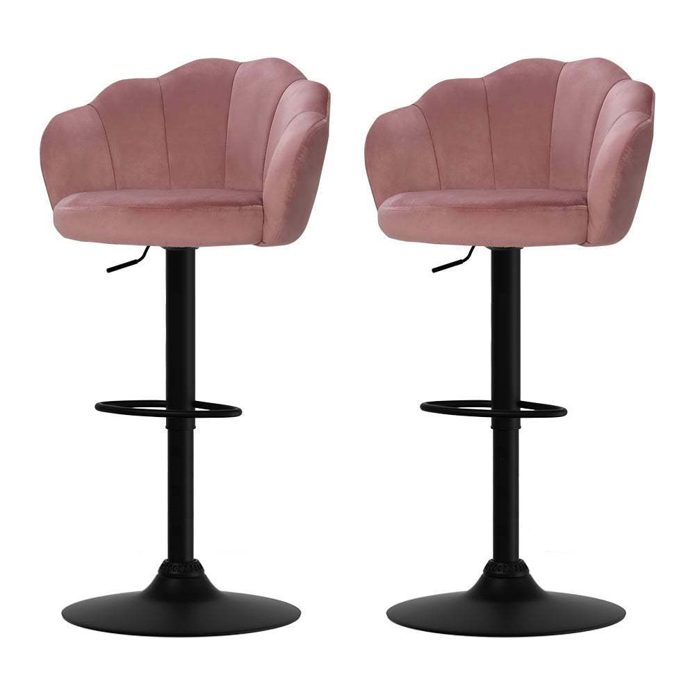 Korra 2x Bar Stools Gas Lift Velvet Pink