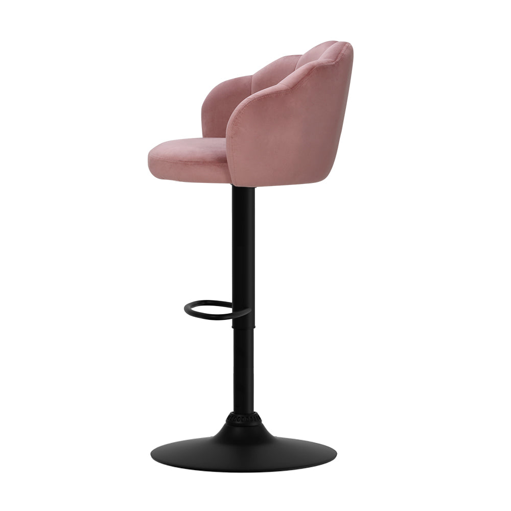 Korra 2x Bar Stools Gas Lift Velvet Pink