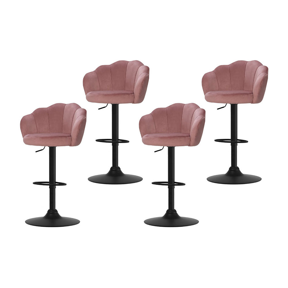 Korra 4x Bar Stools Gas Lift Velvet Pink
