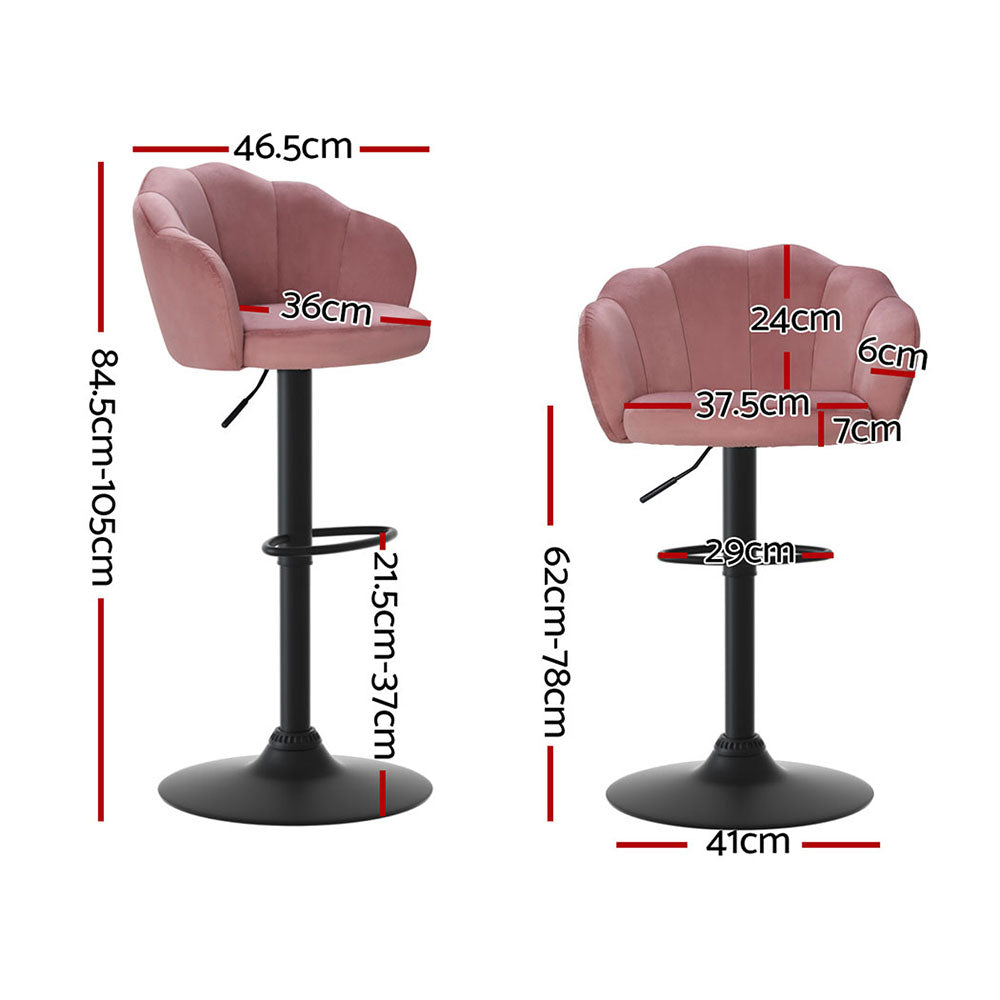Korra 4x Bar Stools Gas Lift Velvet Pink