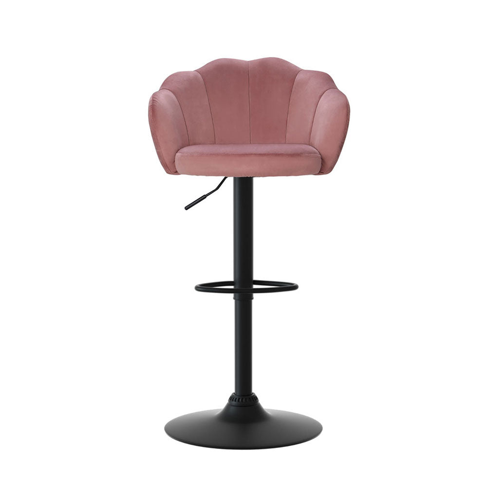 Korra 4x Bar Stools Gas Lift Velvet Pink
