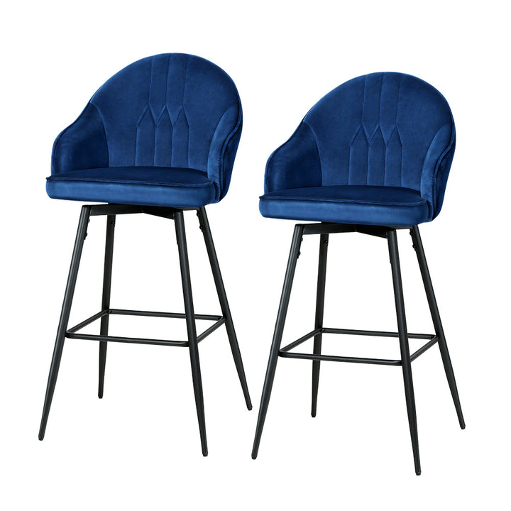 Artiss 2x Bar Stools Velvet  Blue