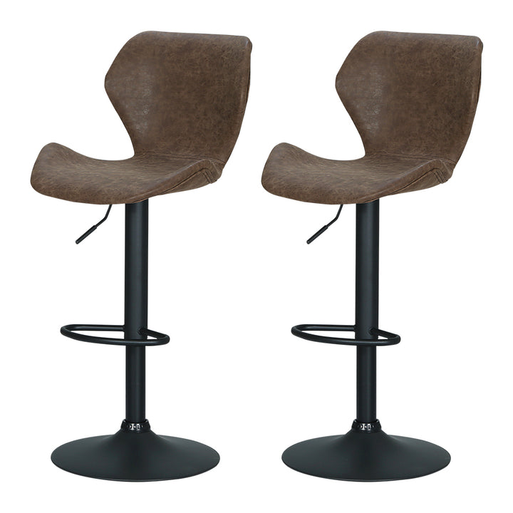 Korra Bar Stools Kitchen Counter Stools Swivel Gas Lift Vintage Chairs Brown x2