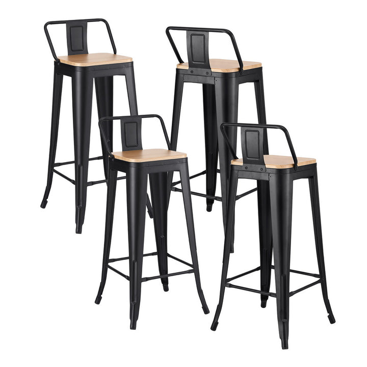 Artiss 4x Bar Stools Kitchen Counter High Chair Dining Stackable Metal Black