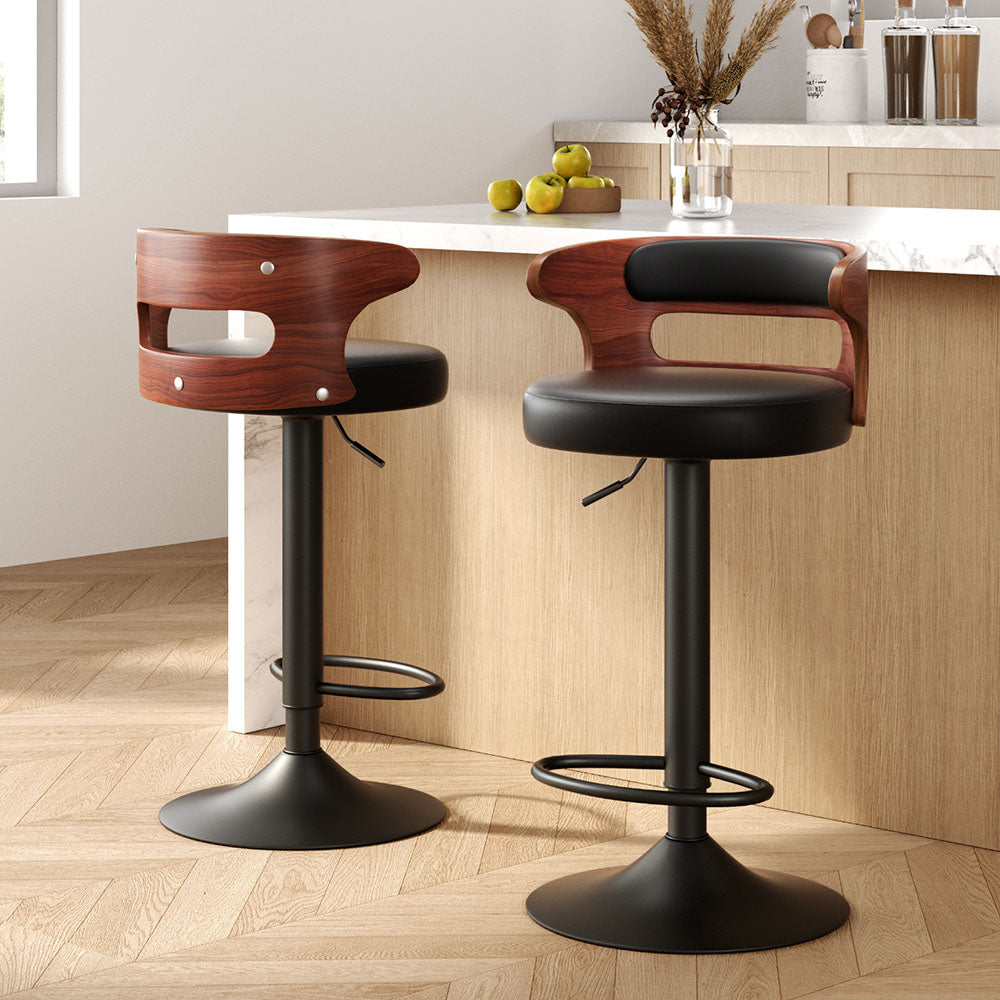 Korra 2x Bar Stools Gas Lift Faux Leather