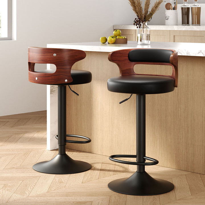 Korra 2x Bar Stools Gas Lift Faux Leather