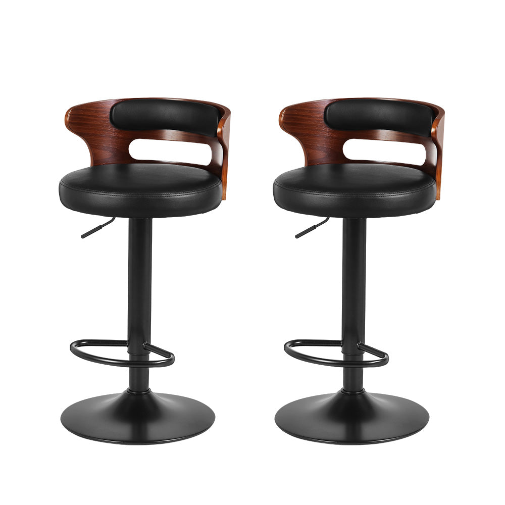Korra 2x Bar Stools Gas Lift Faux Leather