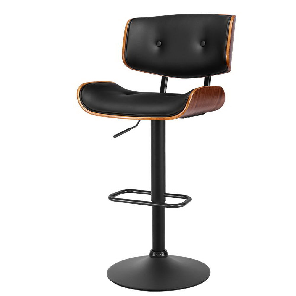 Korra Bar Stools Gas Lift Leather All Black