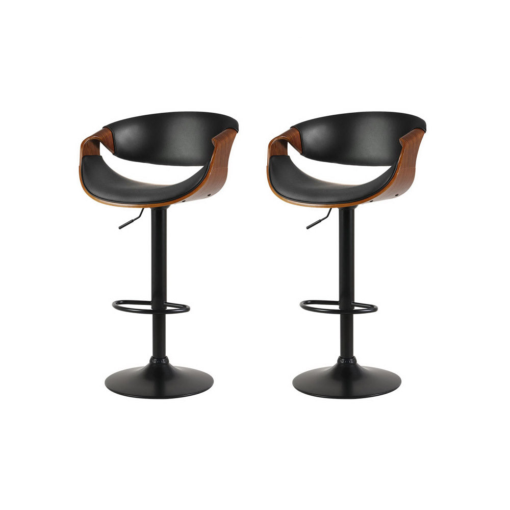 Korra 2x Bar Stools Gas Lift Leather w/Armrest