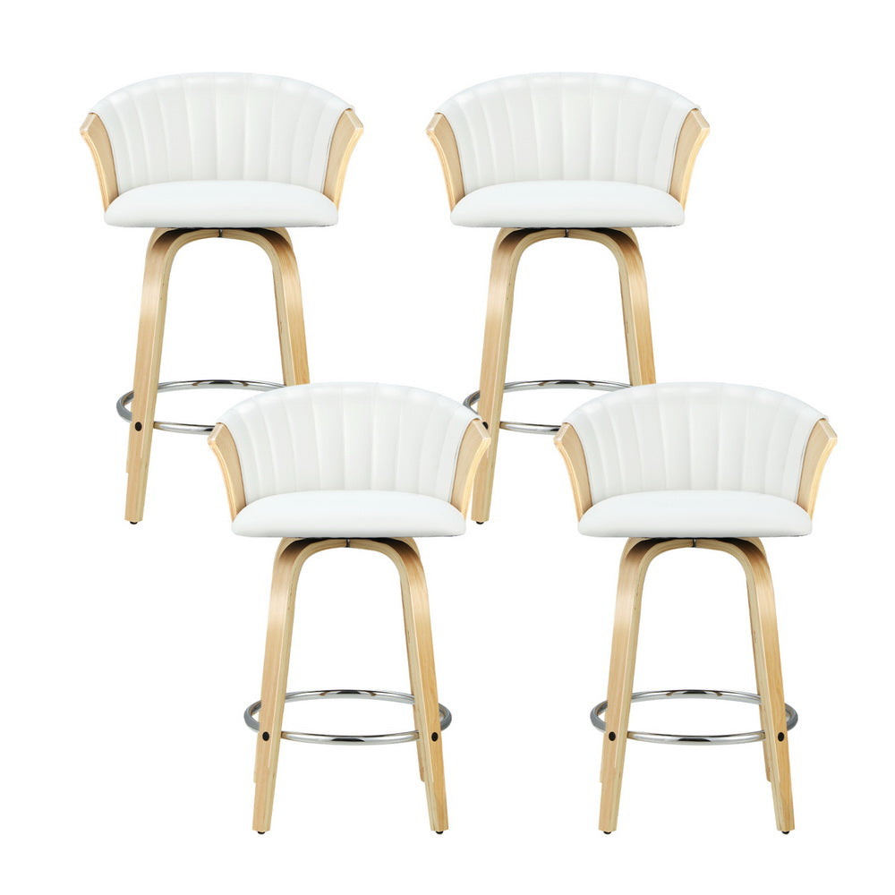 Sorelle 4x Bar Stools Swivel Leather Chairs Wooden
