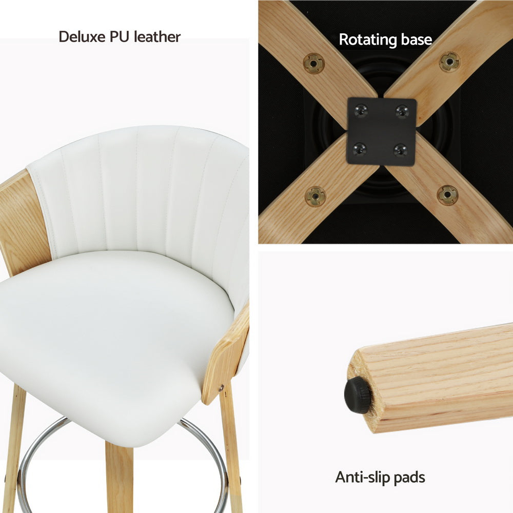 Sorelle 4x Bar Stools Swivel Leather Chairs Wooden