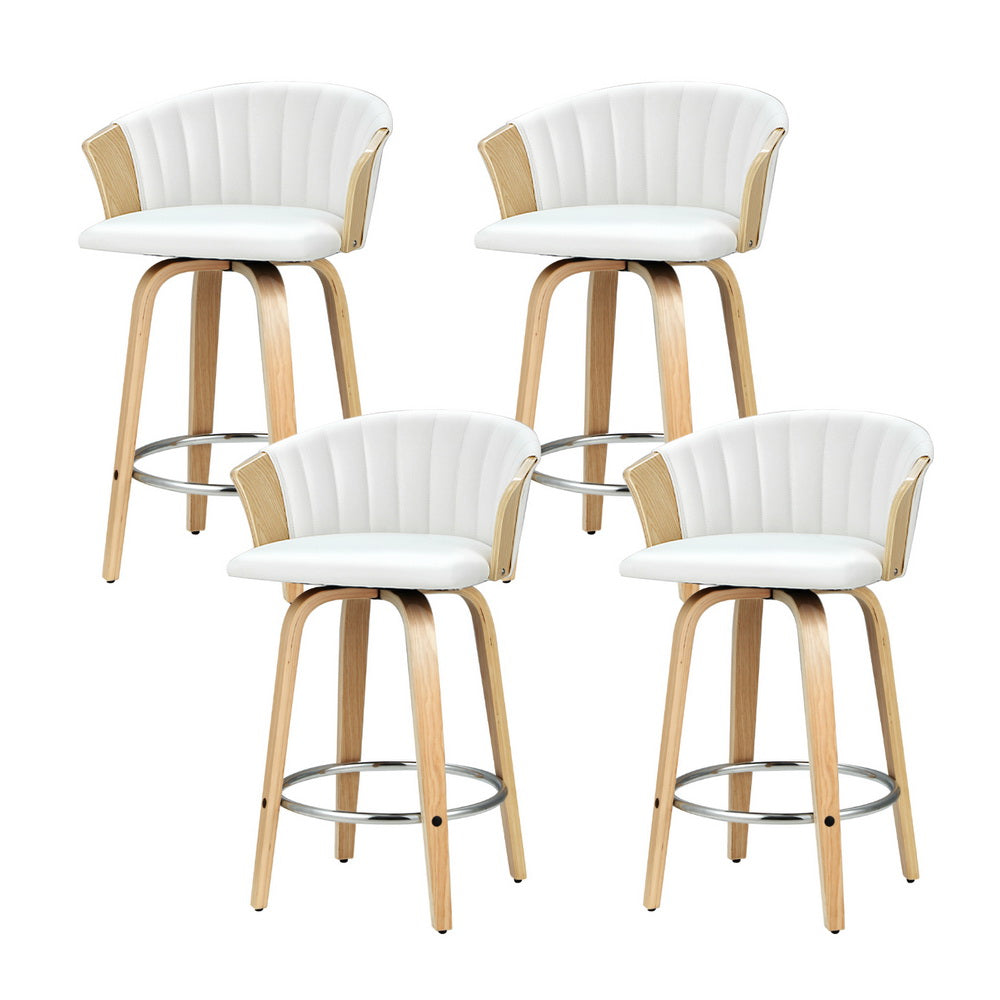 Sorelle 4x Bar Stools Swivel Leather Chairs Wooden
