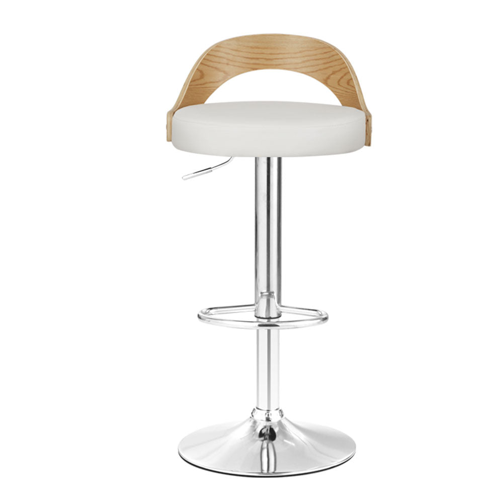 Korra 2x Bar Stools Adjustable Leather Padded White