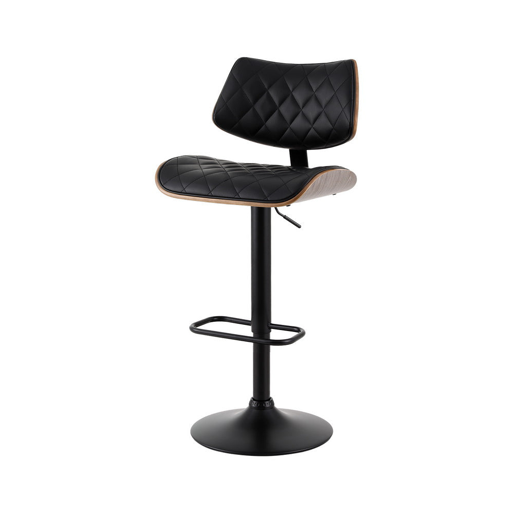 Artiss Bar Stools Kitchen Dining Chairs Gas Lift Stool Wooden Leather Black