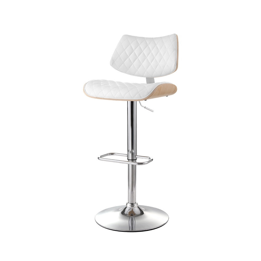Korra Bar Stools Kitchen Dining Chairs Gas Lift Stool Wooden Leather White