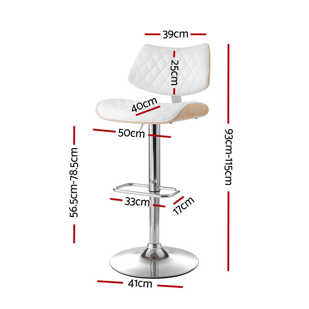 Korra Bar Stools Kitchen Dining Chairs Gas Lift Stool Wooden Leather White