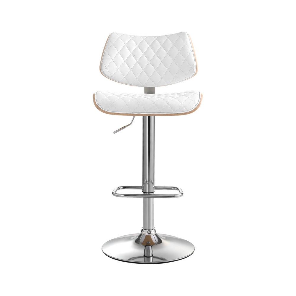 Korra Bar Stools Kitchen Dining Chairs Gas Lift Stool Wooden Leather White