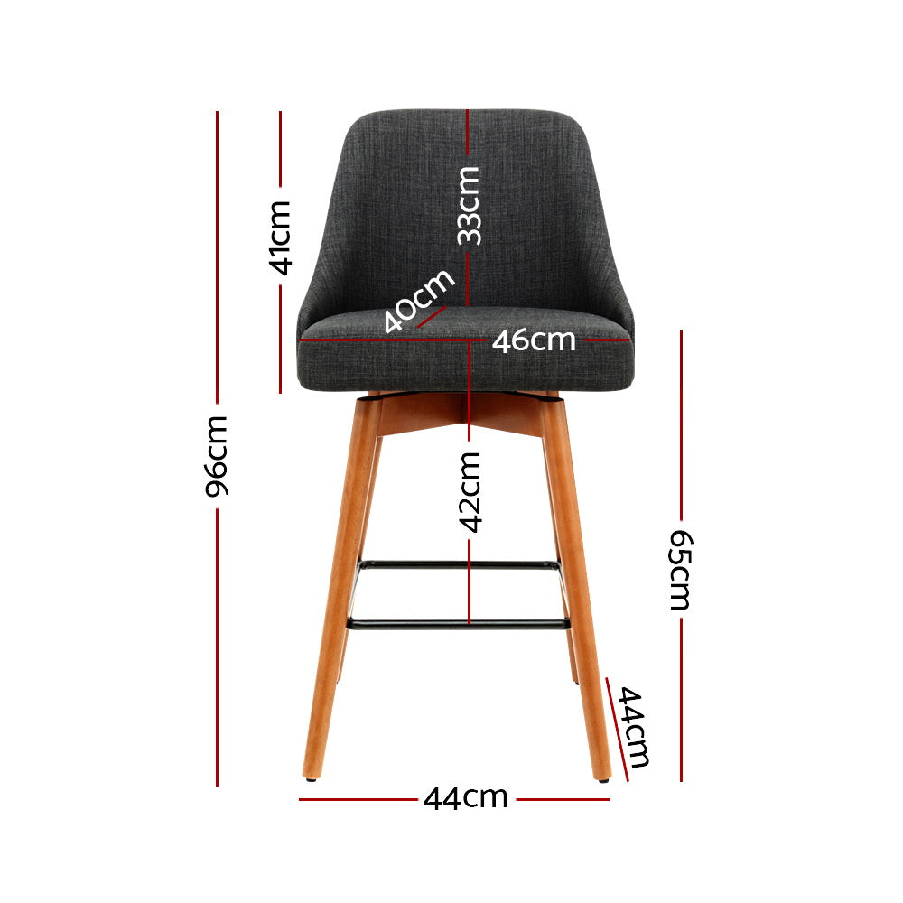 Luca Counter Stool Swivel (Set of 2) Charcoal 65cm