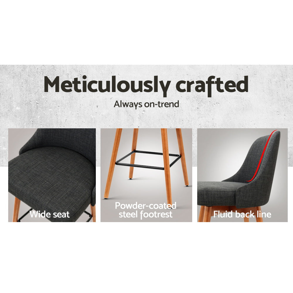 Luca Counter Stool Swivel (Set of 2) Charcoal 65cm