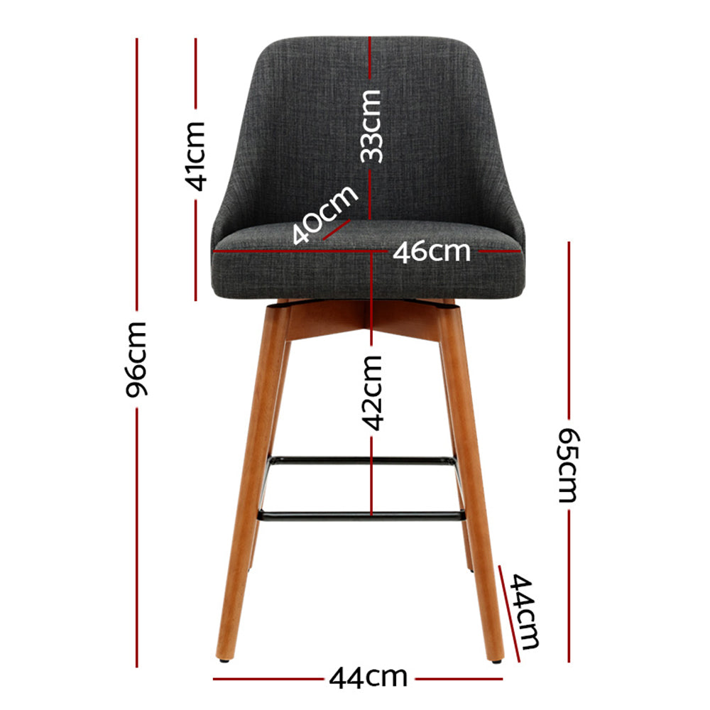 Luca Counter Stool Swivel (Set of 4) Charcoal 65cm
