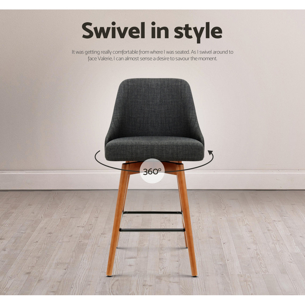 Luca Counter Stool Swivel (Set of 4) Charcoal 65cm