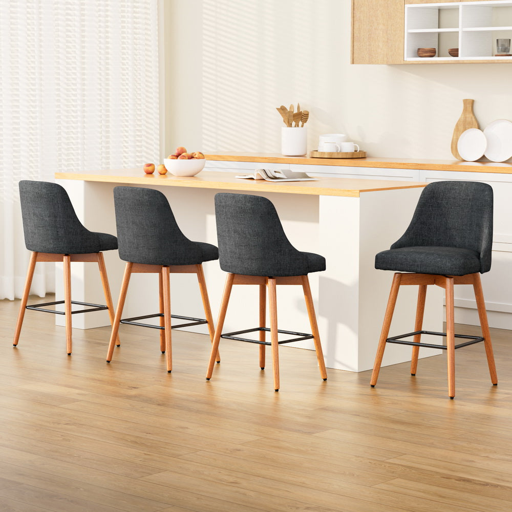 Luca Counter Stool Swivel (Set of 4) Charcoal 65cm