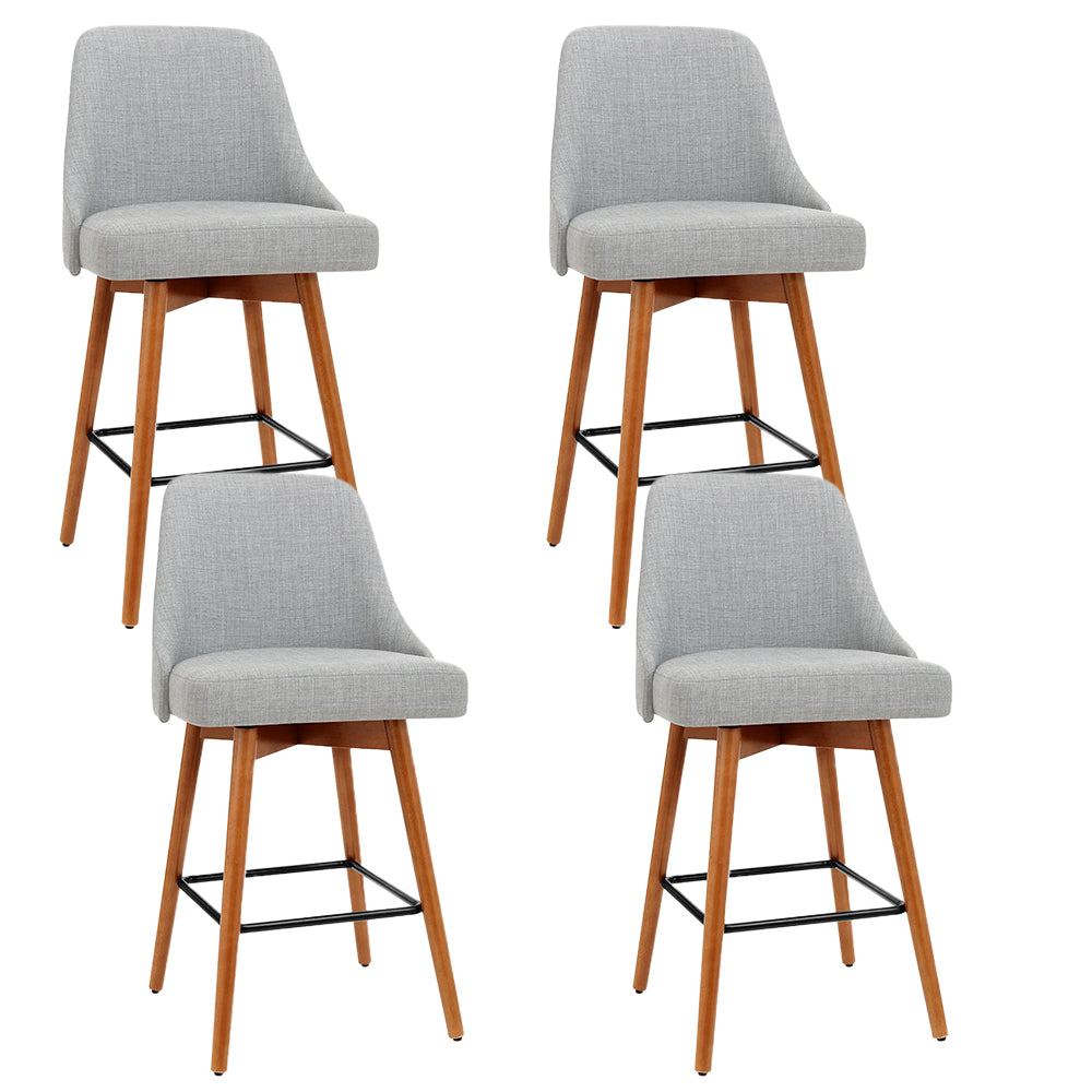 Korra 4x Bar Stools Swivel Seat Wooden Grey
