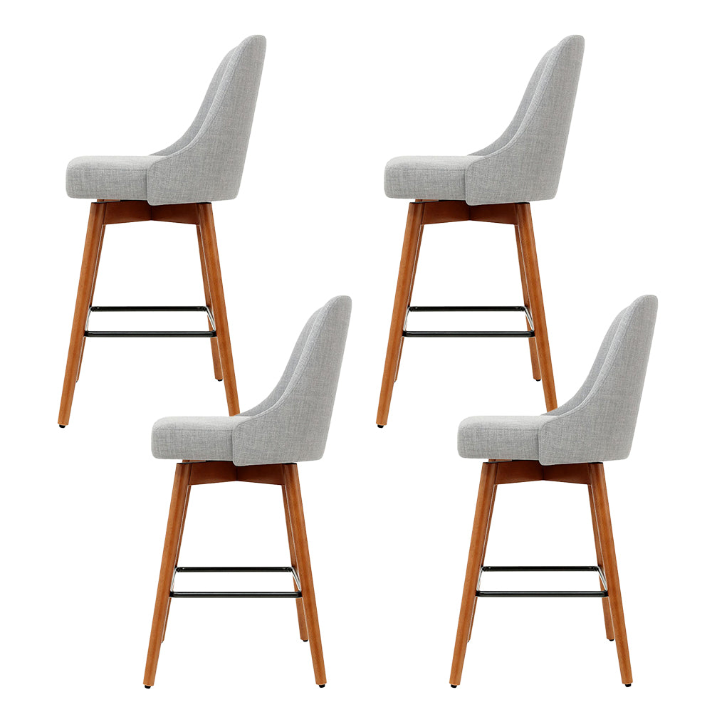 Korra 4x Bar Stools Swivel Seat Wooden Grey
