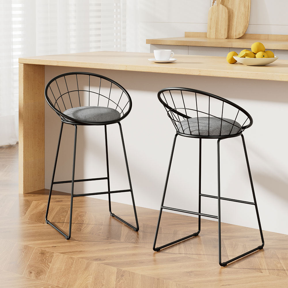 Artiss 2x Bar Stools Padded Seat Metal