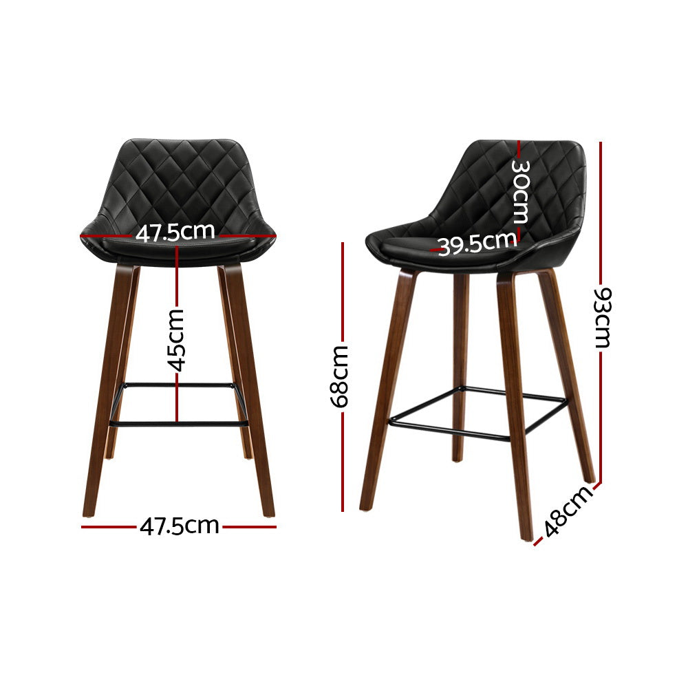 Korra 2x Bar Stools PU Seat Wooden