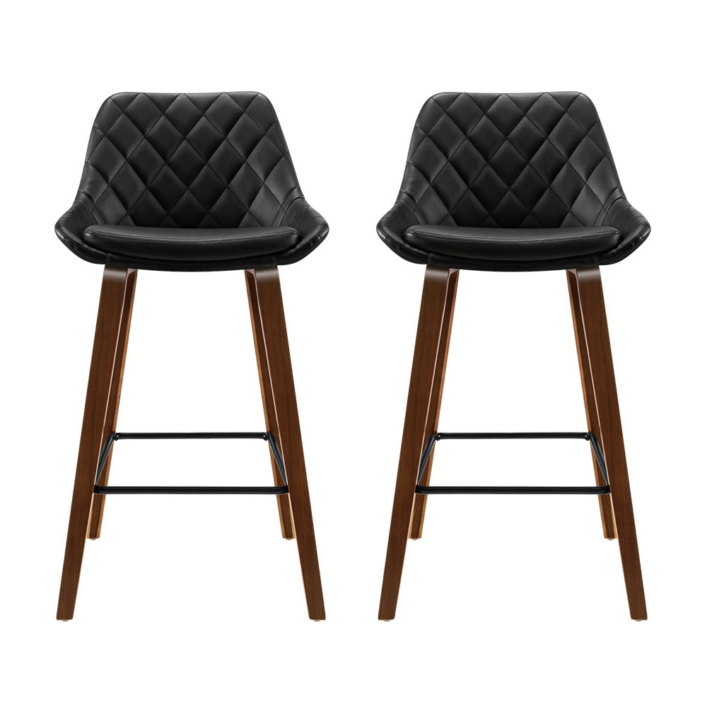 Korra 2x Bar Stools PU Seat Wooden
