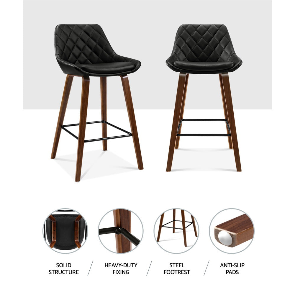 Korra 2x Bar Stools PU Seat Wooden