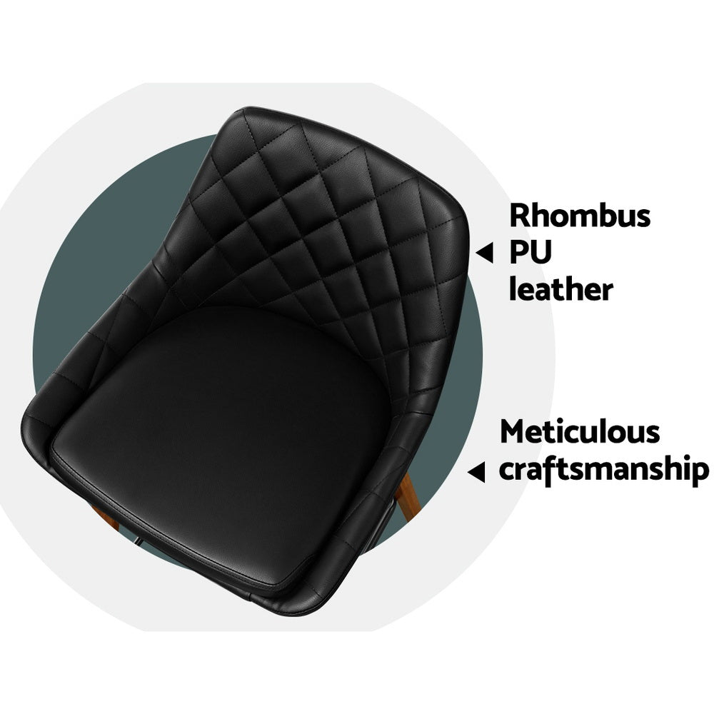 Korra 2x Bar Stools PU Seat Wooden