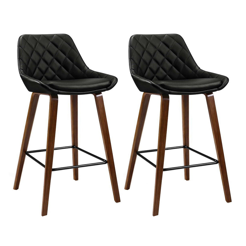 Korra 2x Bar Stools PU Seat Wooden