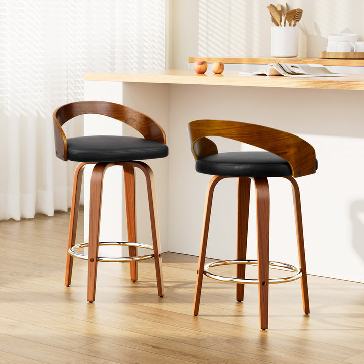 Korra 2x Bar Stools Swivel Seat Curving Backrest